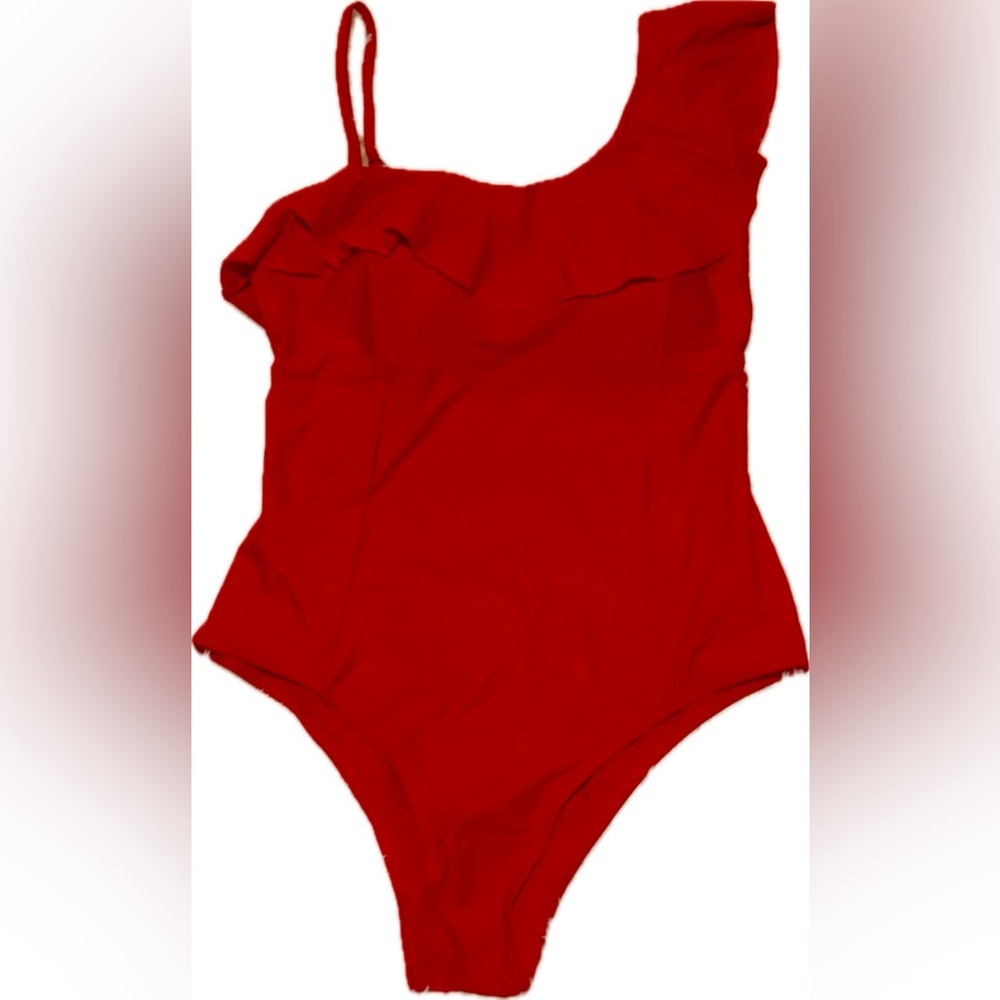 Grace + Emma Red One-Shoulder Ruffle Swim One Piece Brand New!